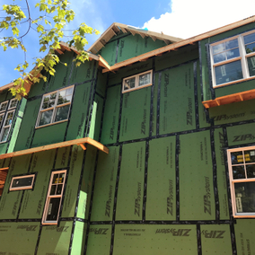 Exterior of home under construction covered in Huber Zip System